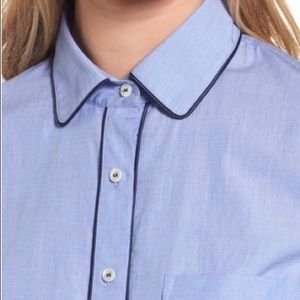 J Crew Tipped Pajama Style Shirt
